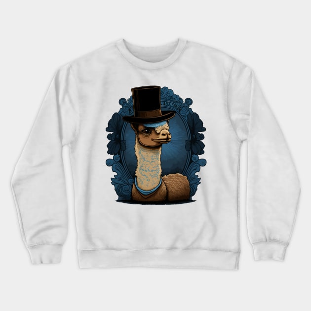 Alpaca Wearing Top Hat Crewneck Sweatshirt by K3rst